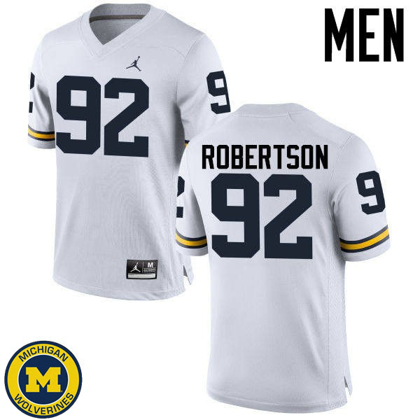 Men Michigan Wolverines #92 Cheyenn Robertson White Football Jersey